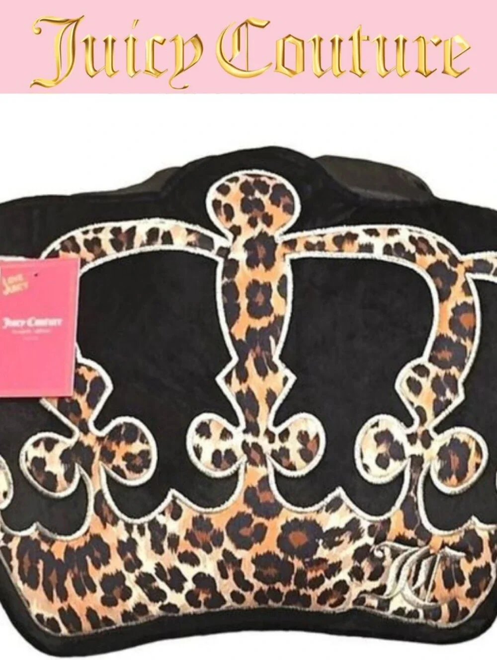 Juicy Couture Home Leopord Print Crown Decorative Accent Pillow